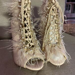 Pearl and diamente ankle boots